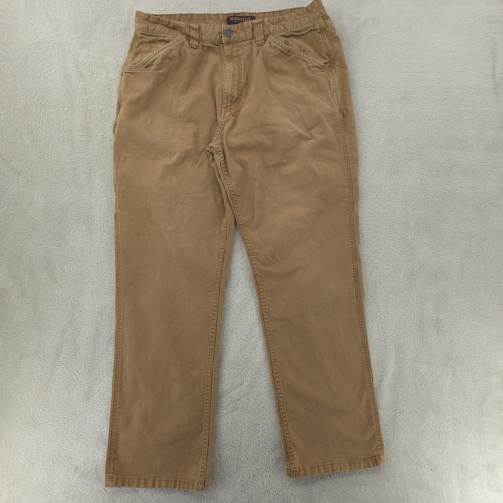 Ridgecut Pants Mens 36x30 Brown Relaxed Fit Stretch Canvas Carpenter‎ Workwear